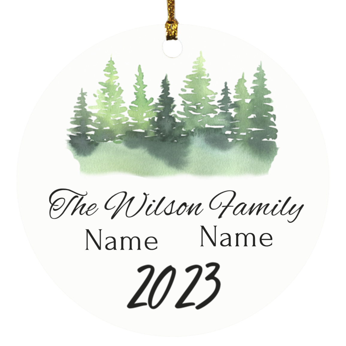 Personalized Family name Circle Ornament