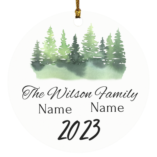 Personalized Family name Circle Ornament