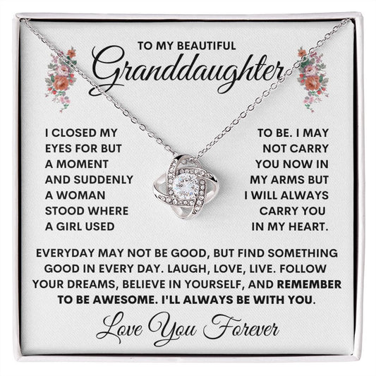 To My Beautiful Granddaughter | Believe In Yourself | Love Knot Necklace