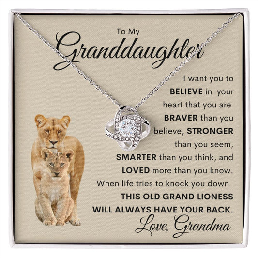 To My Granddaughter - Believe | Love Knot Necklace|